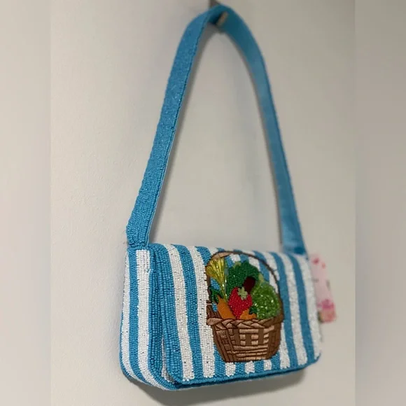 Striped Vegetable Beaded Bag - Picture 4 of 6